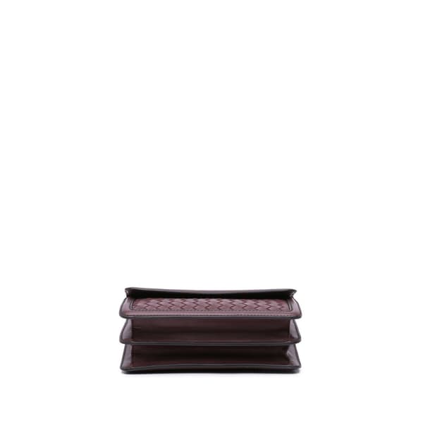 Pre-owned Bottega Veneta Nappa Intrecciato Double Flap Shoulder Bag Red