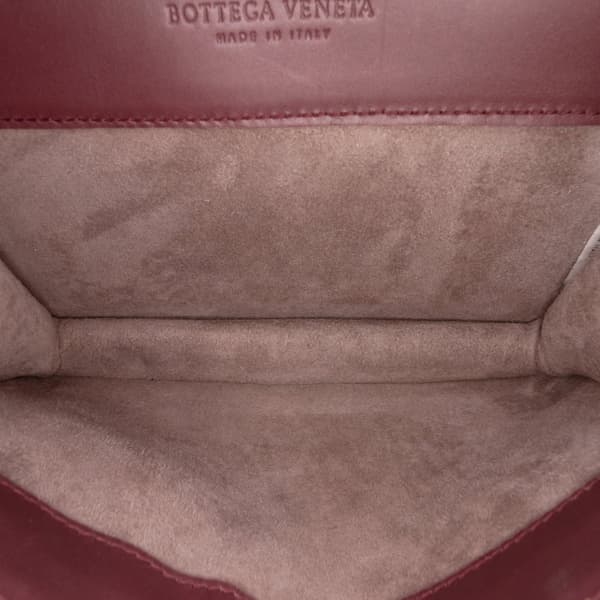 Pre-owned Bottega Veneta Nappa Intrecciato Double Flap Shoulder Bag Red