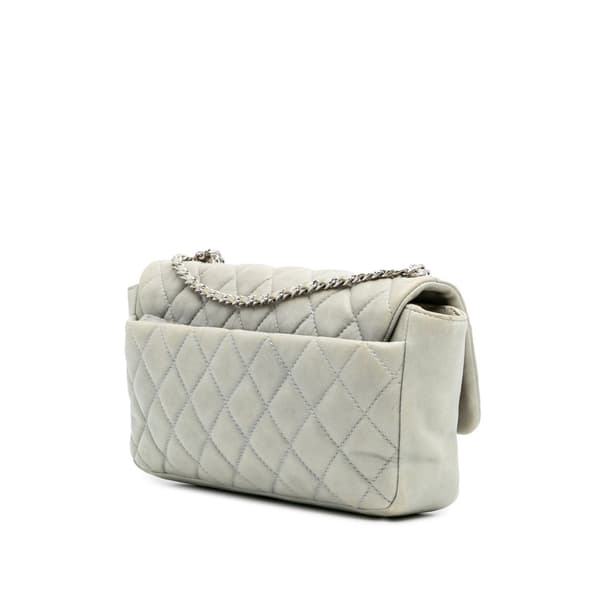 Pre-owned Chanel Medium Quilted Lambskin Coco Rain Flap Gray