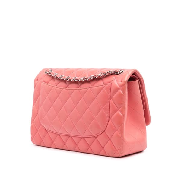 Pre-owned Chanel Jumbo Classic Lambskin Double Flap Pink