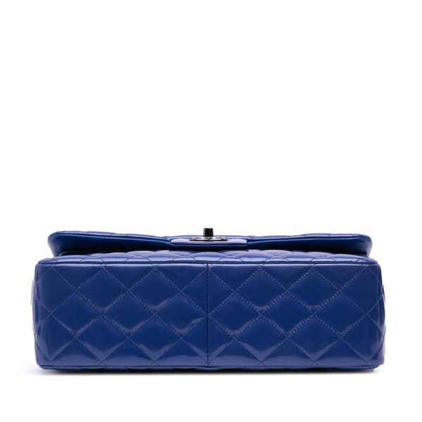 Pre-owned Chanel Jumbo Classic Patent Double Flap Blue
