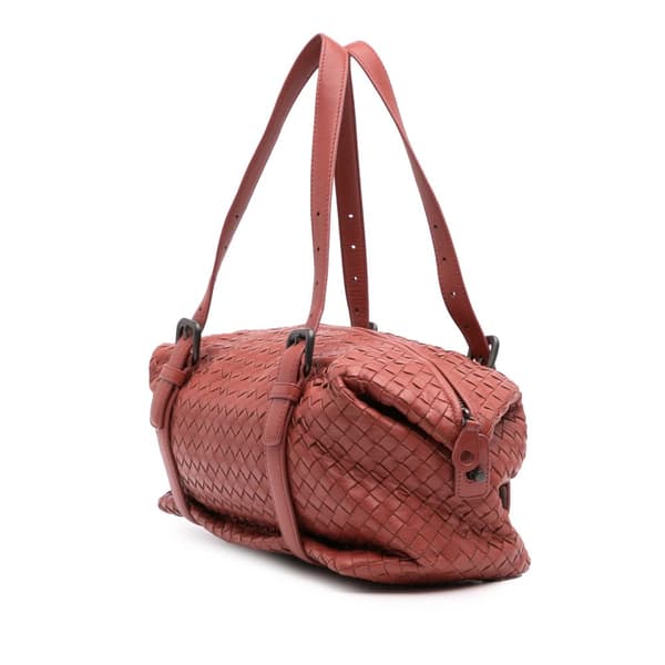 Pre-owned Bottega Veneta Nappa Intrecciato Montaigne Shoulder Bag Red