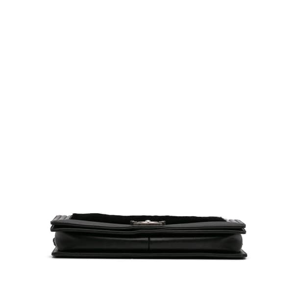 Pre-owned Chanel Shearling East West Boy Flap Black