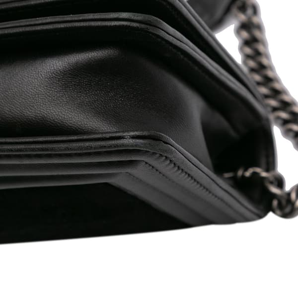 Pre-owned Chanel Shearling East West Boy Flap Black