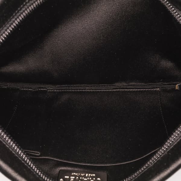 Pre-owned Chanel Satin Diamante Camellia Clutch with Chain Black