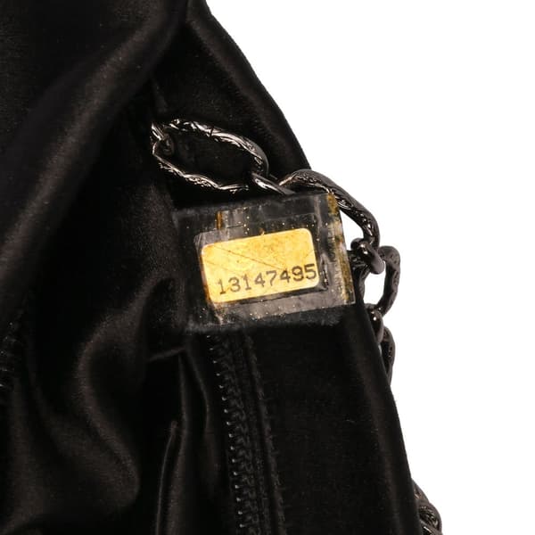 Pre-owned Chanel Satin Diamante Camellia Clutch with Chain Black