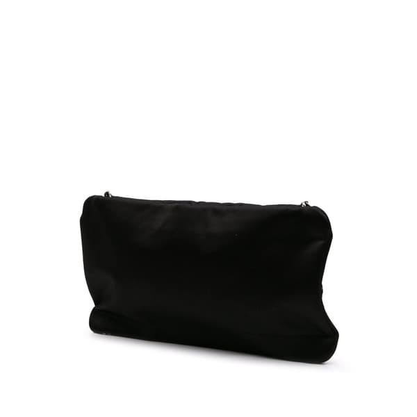 Pre-owned Chanel Satin Diamante Camellia Clutch with Chain Black