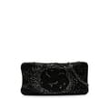 Miniatyrbild 1 av 9: Pre-owned Chanel Satin Diamante Camellia Clutch with Chain Black
