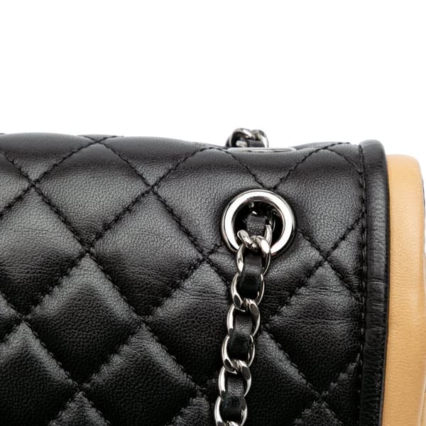 Pre-owned Chanel Medium Classic Bicolor Lambskin Twist Flap Black