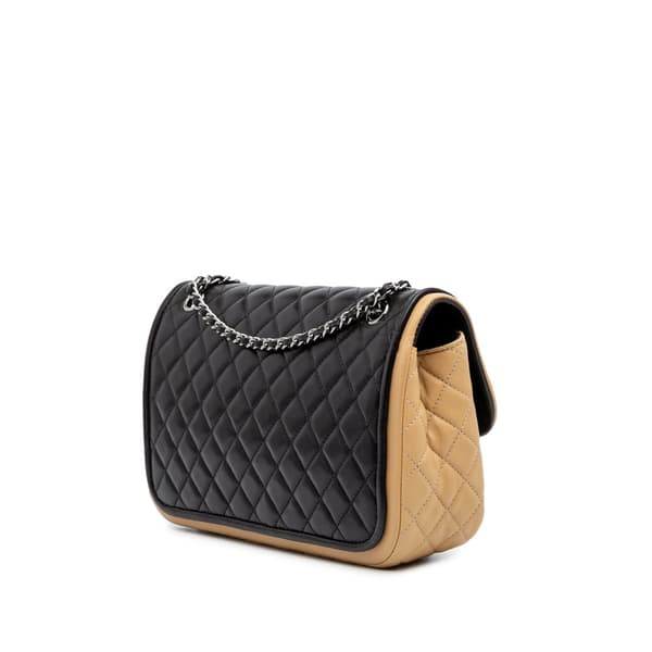 Pre-owned Chanel Medium Classic Bicolor Lambskin Twist Flap Black
