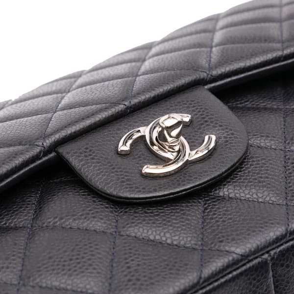 Pre-owned Chanel Jumbo Classic Caviar Double Flap Gray