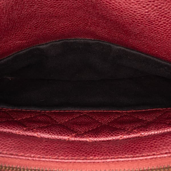 Pre-owned Chanel Medium Quilted Caviar Easy Flap Red