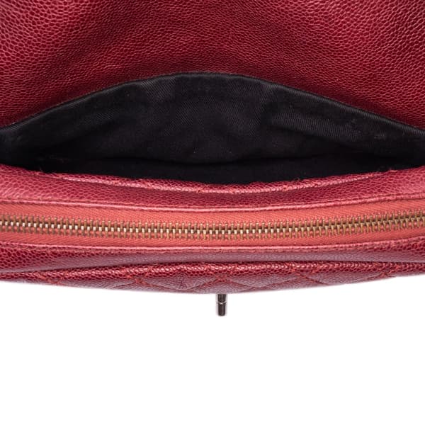 Pre-owned Chanel Medium Quilted Caviar Easy Flap Red
