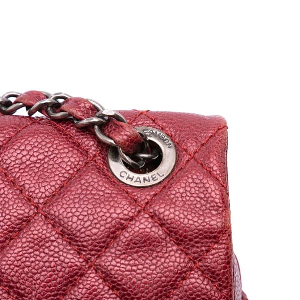 Pre-owned Chanel Medium Quilted Caviar Easy Flap Red