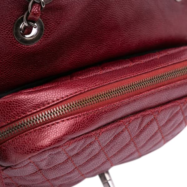 Pre-owned Chanel Medium Quilted Caviar Easy Flap Red
