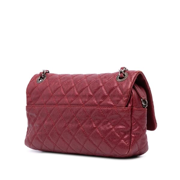 Pre-owned Chanel Medium Quilted Caviar Easy Flap Red