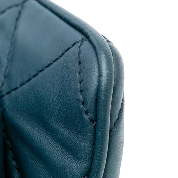 Pre-owned Chanel Quilted Lambskin Accordion Flap Blue