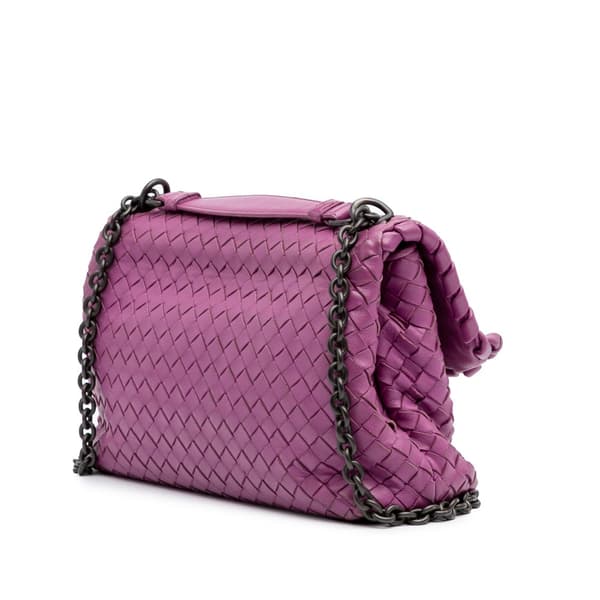 Pre-owned Bottega Veneta Small Nappa Intrecciato Olympia Shoulder Bag Purple