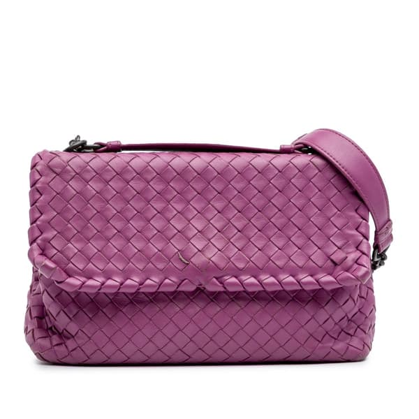 Pre-owned Bottega Veneta Small Nappa Intrecciato Olympia Shoulder Bag Purple