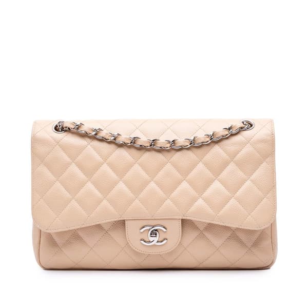 Pre-owned Chanel Jumbo Classic Caviar Double Flap Brown