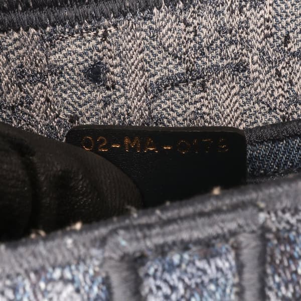 Pre-owned Dior Oblique Embroidered Denim Saddle Bag Blue