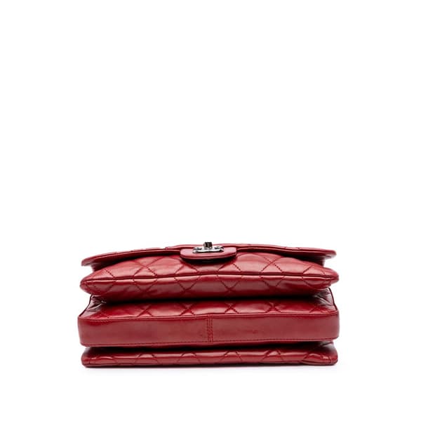 Pre-owned Chanel Quilted Lambskin 3 Accordion Flap Red