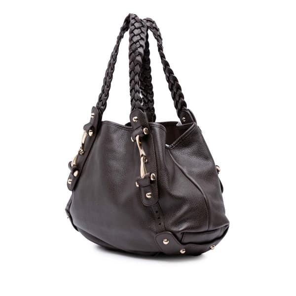 Pre-owned Gucci Leather Horsebit Pelham Shoulder Bag Brown