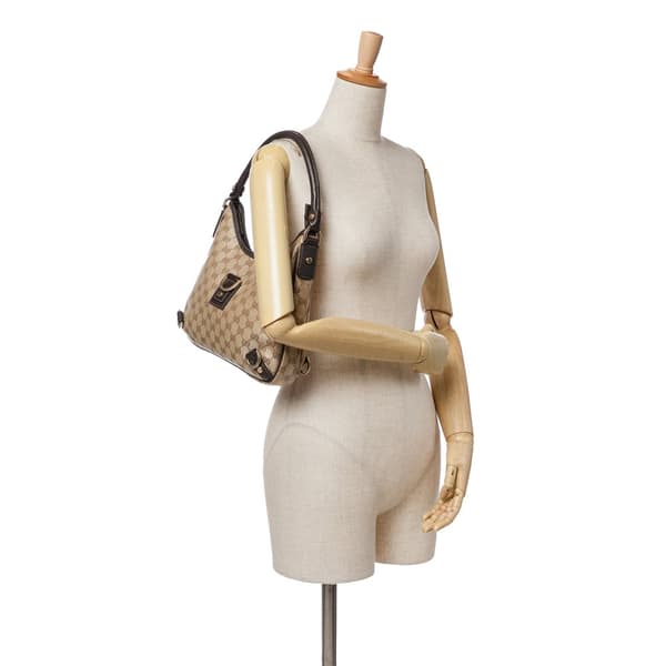 Pre-owned Gucci Abbey GG Crystal Shoulder Bag Brown