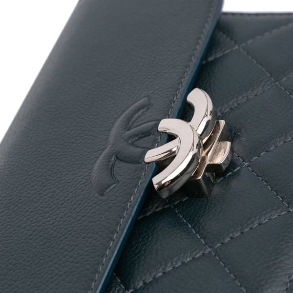 Pre-owned Chanel Mini Quilted Caviar CC Box Flap Blue