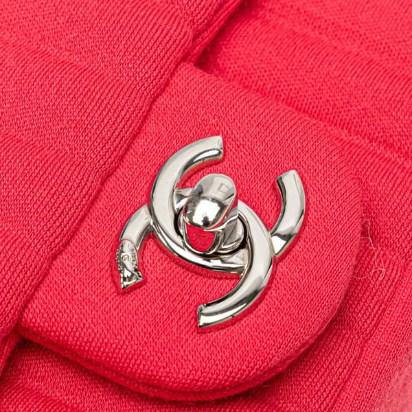 Pre-owned Chanel Mini Vertical Quilted Jersey Single Flap Pink