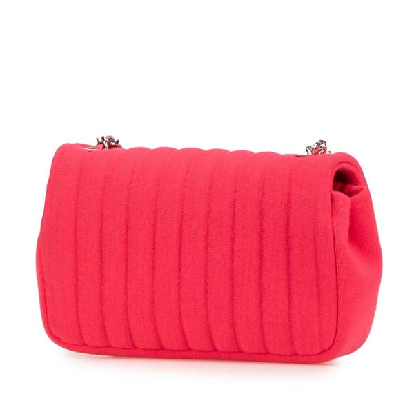 Pre-owned Chanel Mini Vertical Quilted Jersey Single Flap Pink