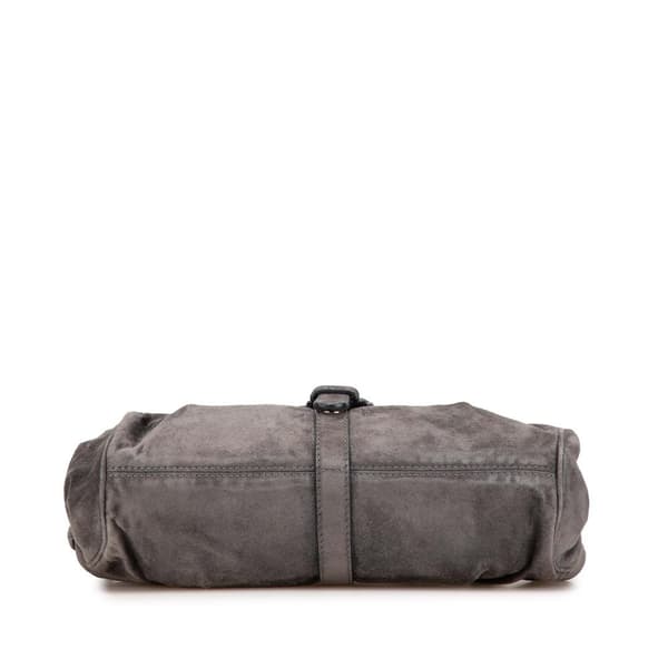 Pre-owned LOEWE Anagram Suede Shoulder Bag Gray