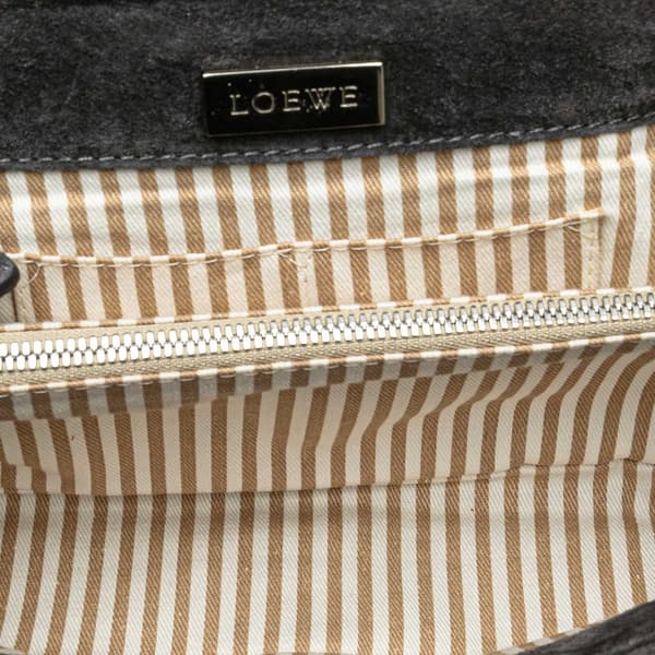 Pre-owned LOEWE Anagram Suede Shoulder Bag Gray