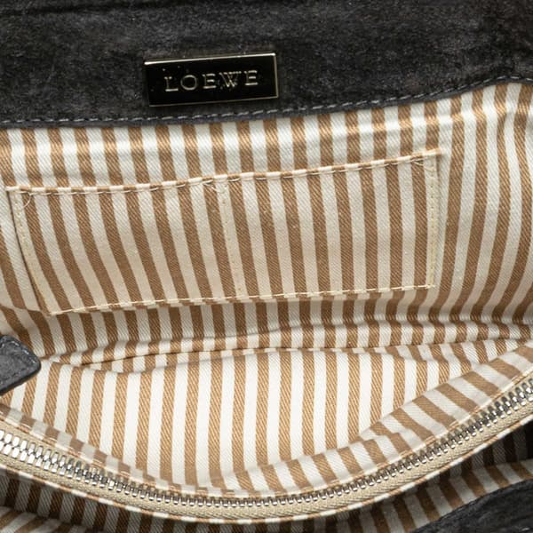 Pre-owned LOEWE Anagram Suede Shoulder Bag Gray