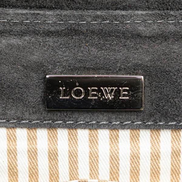 Pre-owned LOEWE Anagram Suede Shoulder Bag Gray