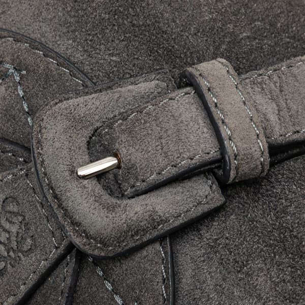 Pre-owned LOEWE Anagram Suede Shoulder Bag Gray