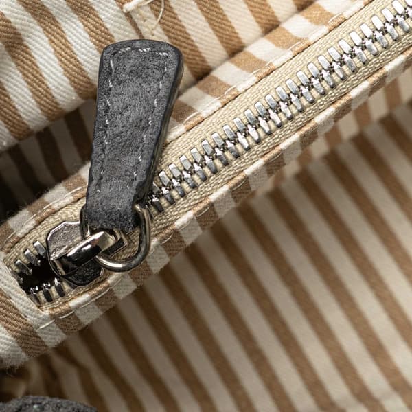 Pre-owned LOEWE Anagram Suede Shoulder Bag Gray