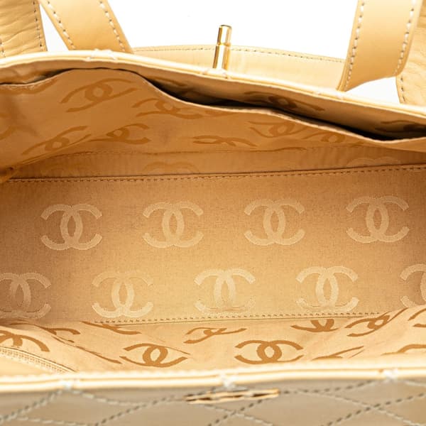 Pre-owned Chanel CC Calfskin Wild Stitch Flap Shoulder Bag Brown