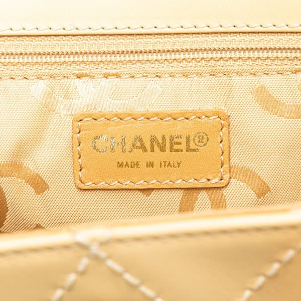 Pre-owned Chanel CC Calfskin Wild Stitch Flap Shoulder Bag Brown