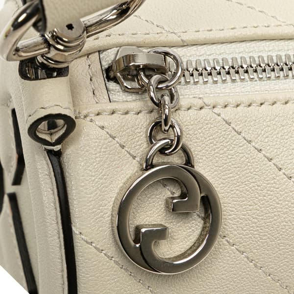 Pre-owned Gucci Mini Leather Blondie Shoulder Bag White