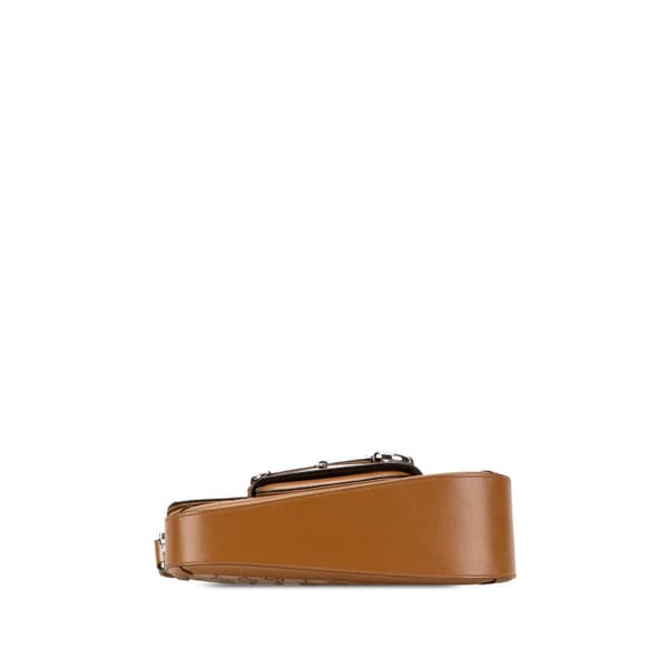 Pre-owned Gucci GG Canvas Asymmetric Horsebit 1955 Shoulder Bag Brown