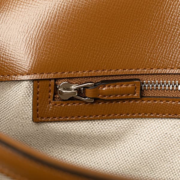 Pre-owned Gucci GG Canvas Asymmetric Horsebit 1955 Shoulder Bag Brown