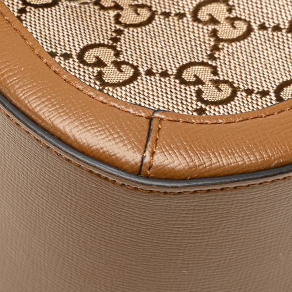 Pre-owned Gucci GG Canvas Asymmetric Horsebit 1955 Shoulder Bag Brown