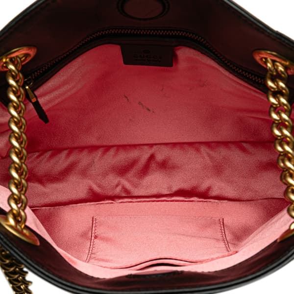 Pre-owned Gucci Medium GG Marmont Matelasse Leather Chain Shoulder Bag Black