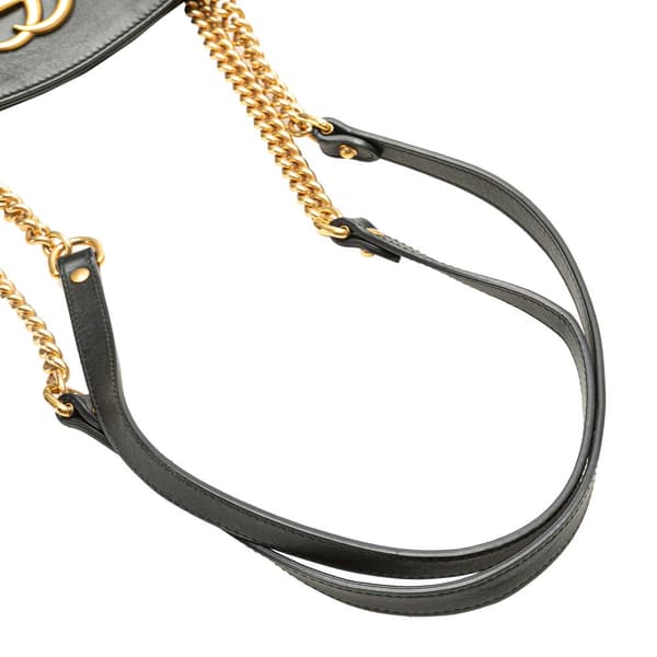 Pre-owned Gucci Medium GG Marmont Matelasse Leather Chain Shoulder Bag Black