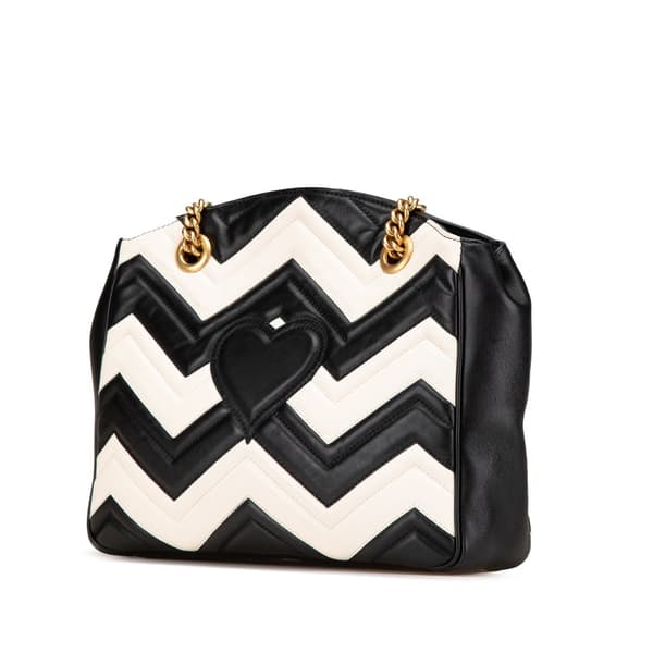 Pre-owned Gucci Medium GG Marmont Matelasse Leather Chain Shoulder Bag Black