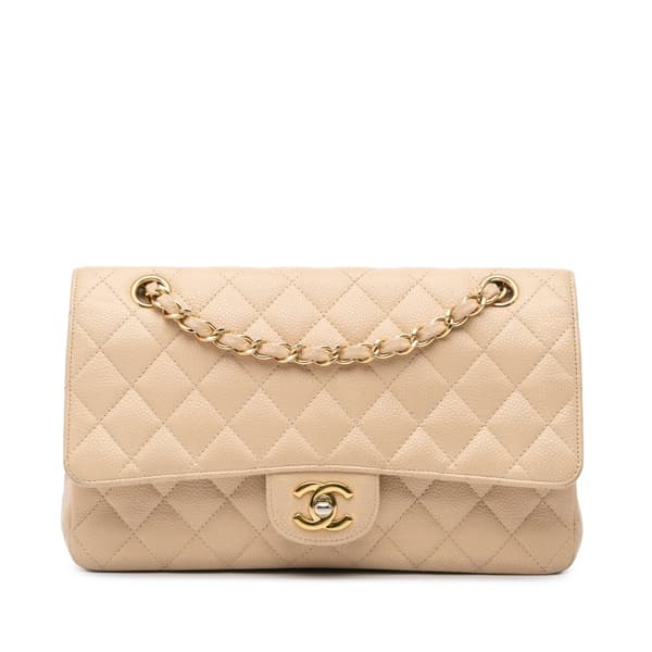 Pre-owned Chanel Medium Classic Caviar Double Flap Brown
