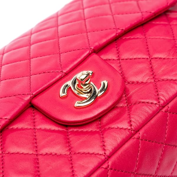 Pre-owned Chanel Medium Classic Lambskin Valentines Heart Charms Single Flap Pink