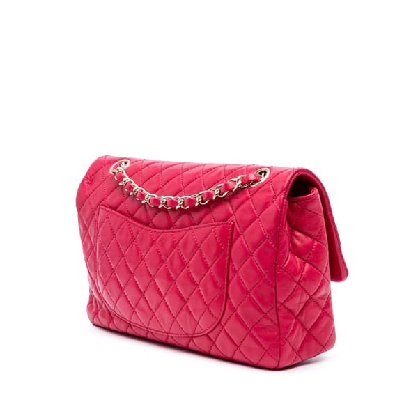 Pre-owned Chanel Medium Classic Lambskin Valentines Heart Charms Single Flap Pink