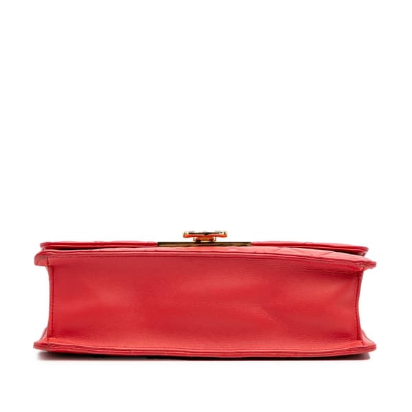 Pre-owned Chanel Large Quilted Lambskin Golden Class Flap Red